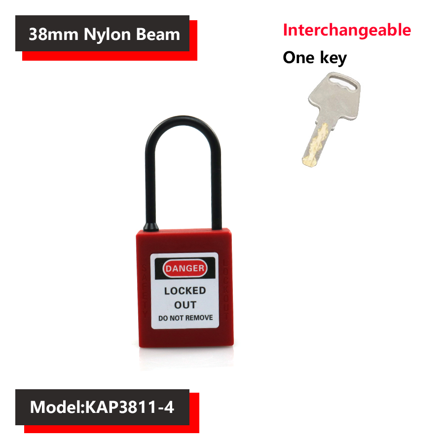 38mm industriële veiligheidshangsloten, loto-vergrendeling, nylon technische beugel, persoonlijke energievergrendeling, directe meerdere specificaties: Bordeauxrood