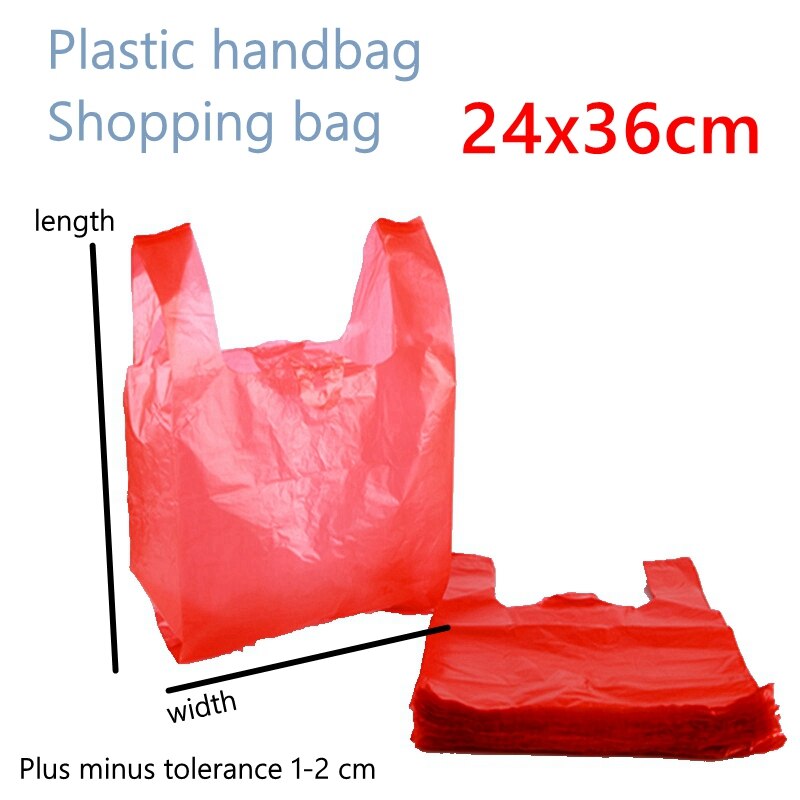 20pcs Red shopping place material with plastic bag vest convenient handbag food supermarket Ma Jia big and small Hongfu: width24x36cm 20pcs