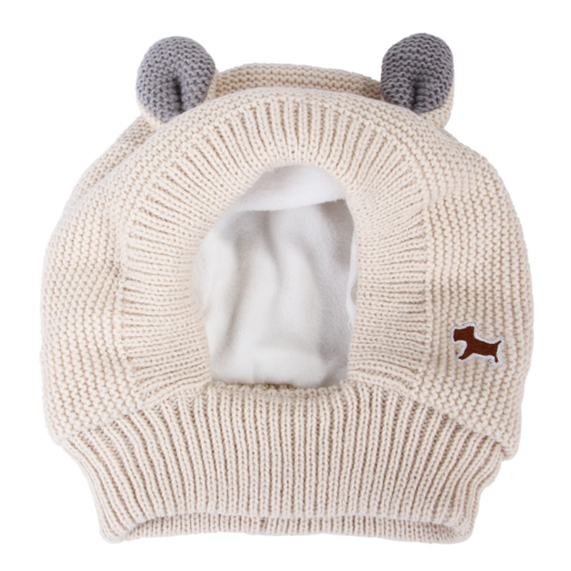 Quiet Ears for Dogs, Dog Ear Muffs Noise Protection Knitted Dog Hats Pet Ears Warm Dog Ear Cover Winter Hat Bunny Costume: Zilver