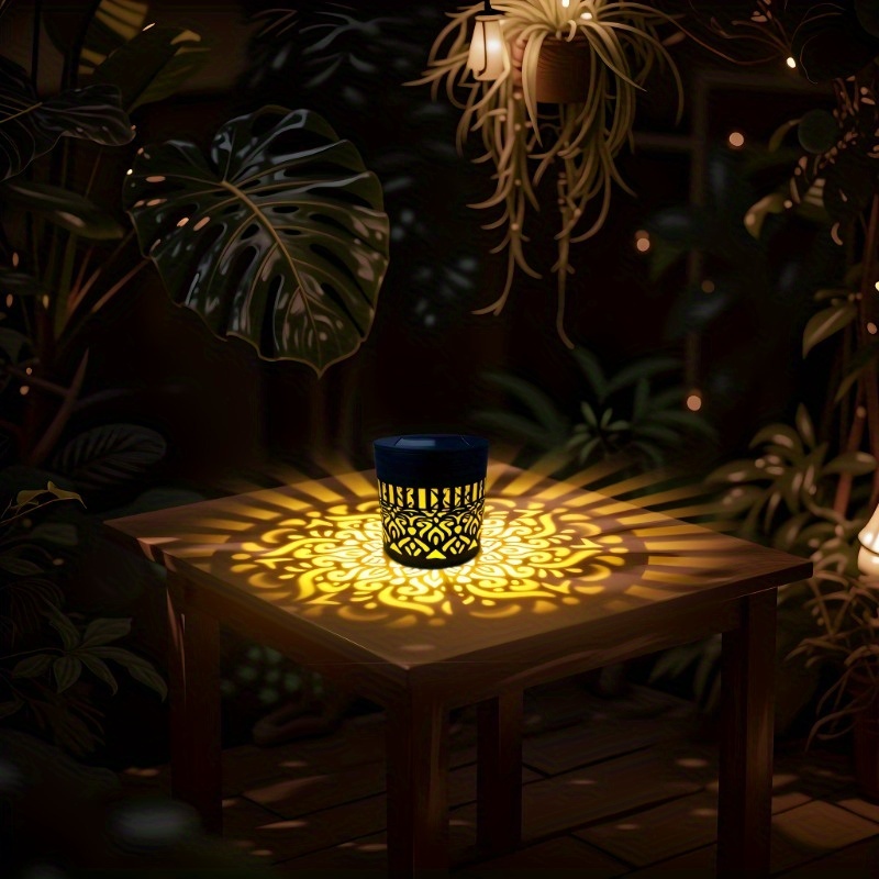 Solar Mandala Wandlamp - IP65 Waterdicht - Projectie Bloem - Tuin, Terras, Gazon Decoratie: Oranje