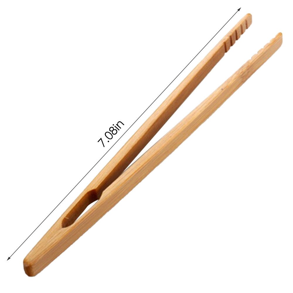 18 cm bambus træ mad toast tænger brødrister bacon sukker is te blad blad salat hjem pincet mad madlavning klip te værktøj: Lige