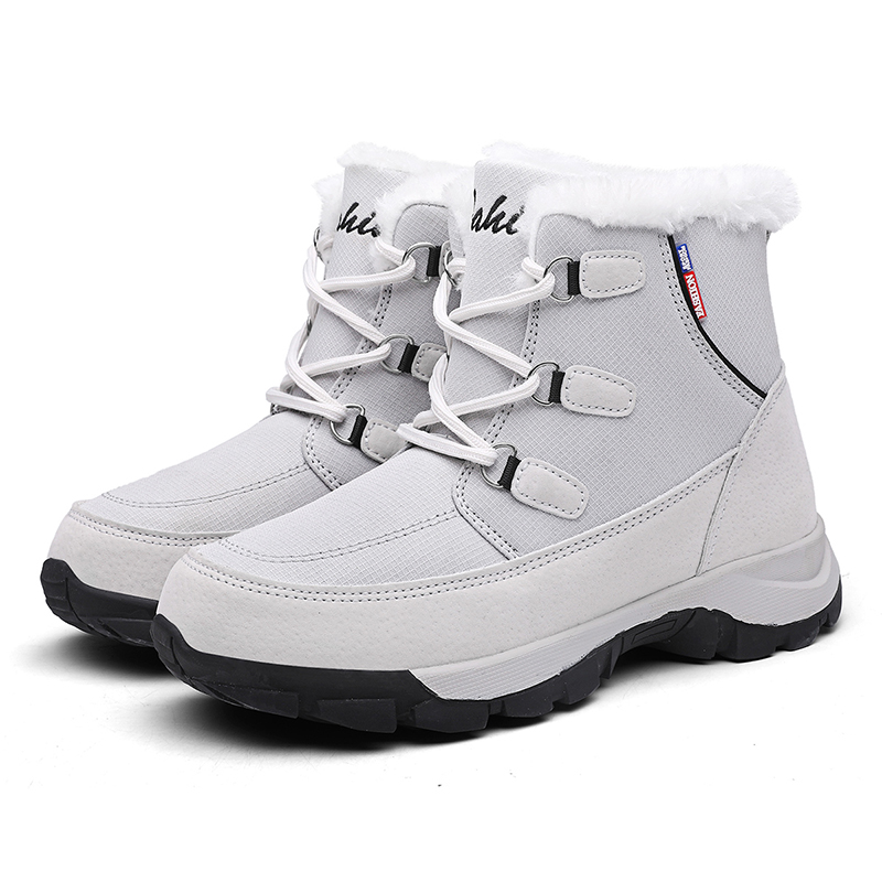 Tuinanle Vrouwen Winter Laarzen Mode Waterdicht Doek Zwarte Vrouwen Schoenen Warm Pluche Schoenen Enkel Botas Motorcycle Laarsjes: gray / 9.5