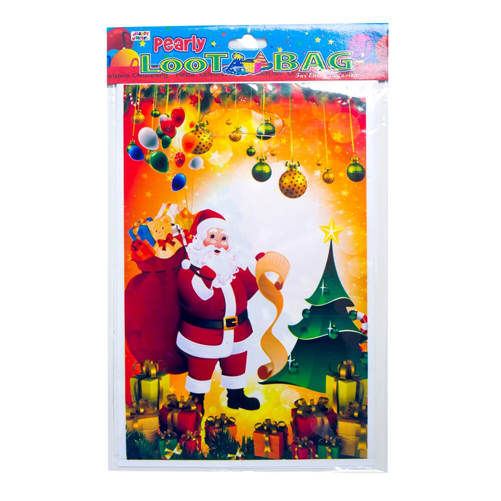 10 stk / parti santa mønster juletaske slik pakke pvc engangs tote taske xmas ornamenter år fest dekoration 62909: 2pd-62909-2