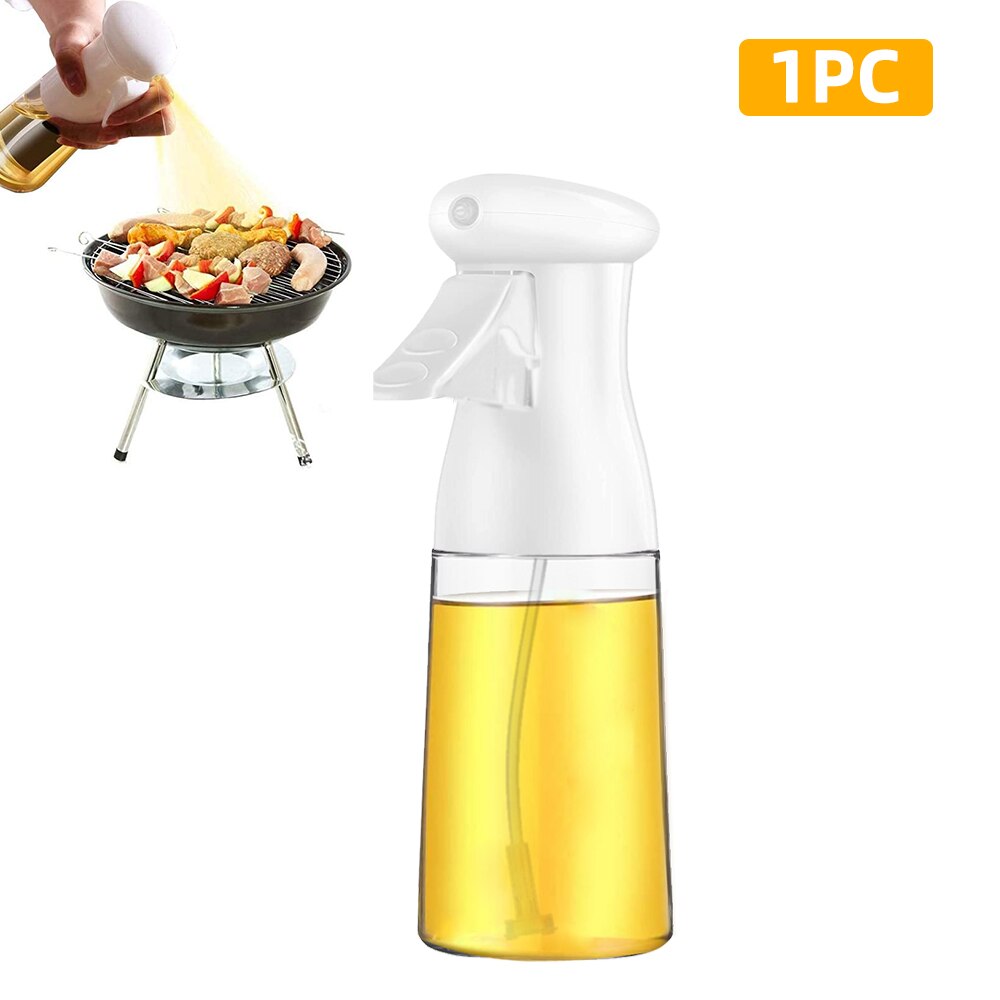 Kitchen Olive Oil Bottle Dispenser Glass Oil Pump Spray Bottle Sprayer for Oil and Vinegar Leak-Proof BBQ Sprayer Cookware Tools: PET White