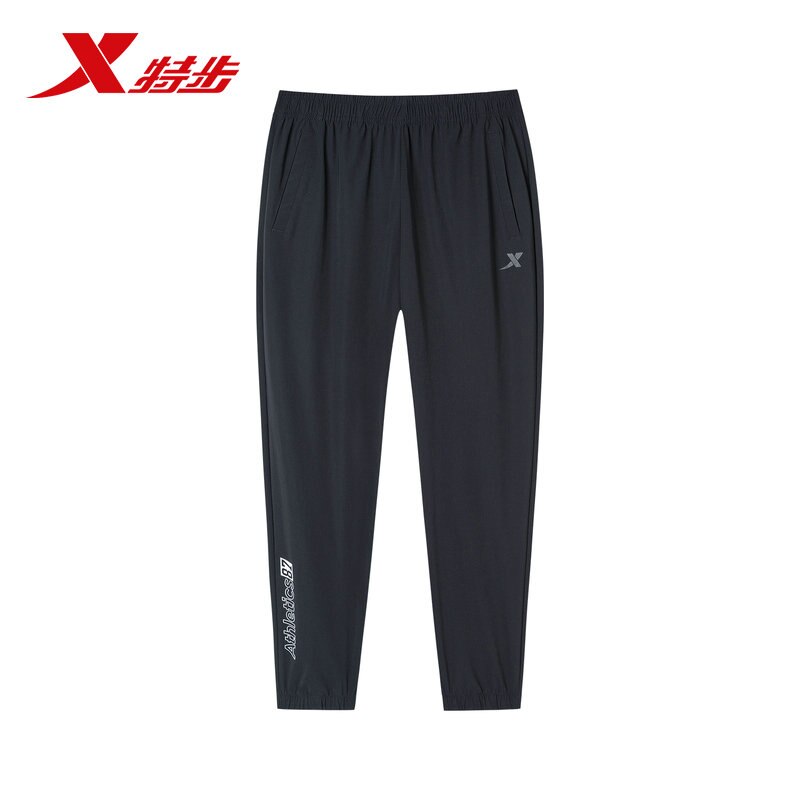 Xtep Men's Sports Ankle-length Pants Autumn Woven Quick-drying Breathable Running Casual Pants For Men 881329A29240: black / S