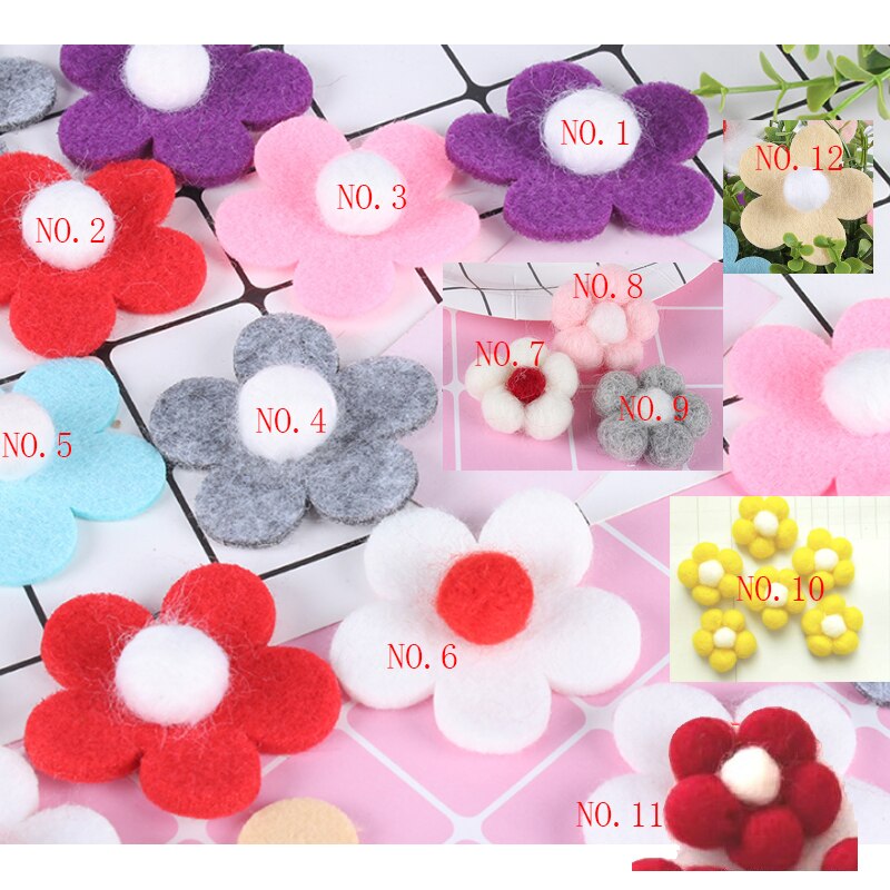Bloem roze wolvilt vijf-bloemblaadje bloem eeuwige krans boeket handgemaakte diy materiaal platte plum bloem maat: diameter 6 cm