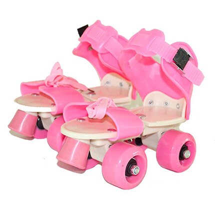 Børn to linjer rulleskøjter dobbelt række 4 hjulskøjter sko justerbar størrelse glidende inline patines en linea kids  ib02: Lyserød