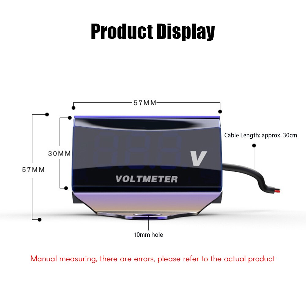 Voltímetro Digital Universal para motocicleta, voltímetro con pantalla LED, resistente al agua, monitor de batería con soporte, DC10-150V
