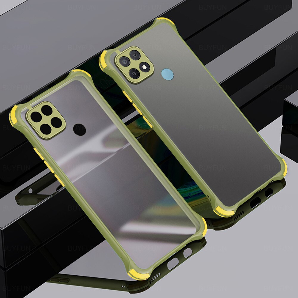 tpu bumper hard pc matte back cover for oppo a15 a15s a 15 s 15s 6.5‘’ case airbag armor shockproof protective coque funda: for OPPO A15S 2020 / army green