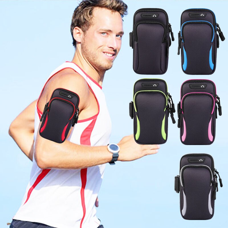 Universal- draussen Sport Armbinden für iPhone 12 Xiaomi Redmi Plaid Fitnessstudio Laufen Joggen Halfter Telefon fallen Arm Band Tasche Unterstützung