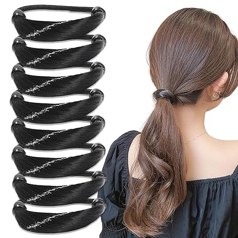 Rubber Band Made of Hair Rope Simulation Wig Head Rope Wig Hair Ring Straight HairTie Ponytail Elastic Hair Accessories: light yellow