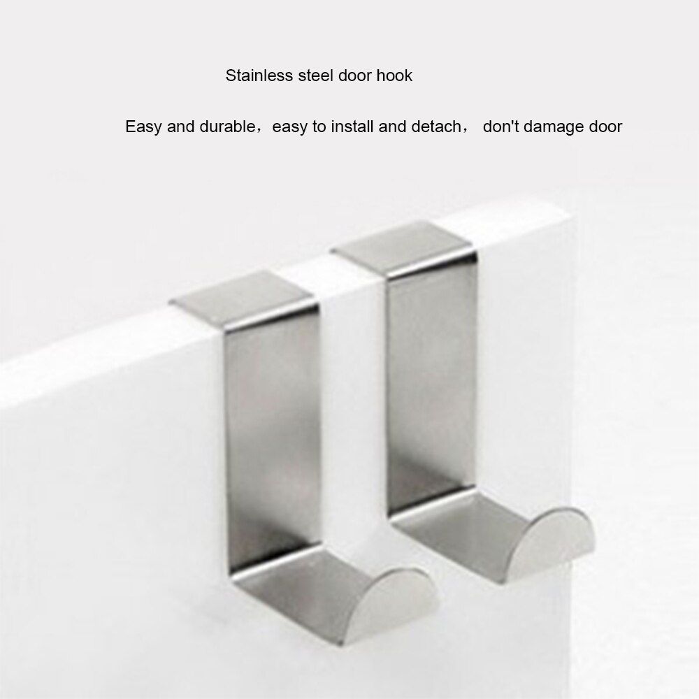 2 Pcs/Set Stainless Steel Door Hooks Over Cabinet Drawer Room Door Hook Kitchen Bathroom Hanger Hook Coat Clothes Hook