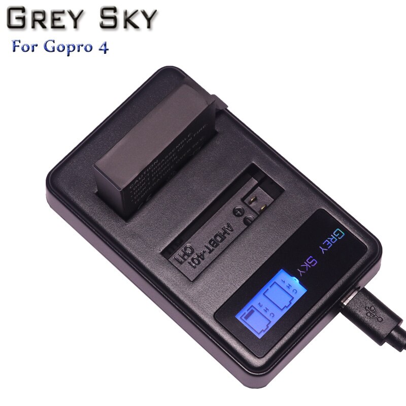 Para GoPro Hero4 Hero 4 batería + LCD cargador dual para go pro AHDBT-401 HERO4 negro plata accesorios de Cámara de Acción