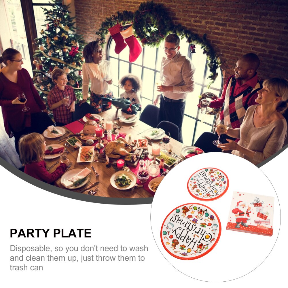 1 Set Paper Plate Christmas Plates Party Tissue Dinnerware Set Party Supplies