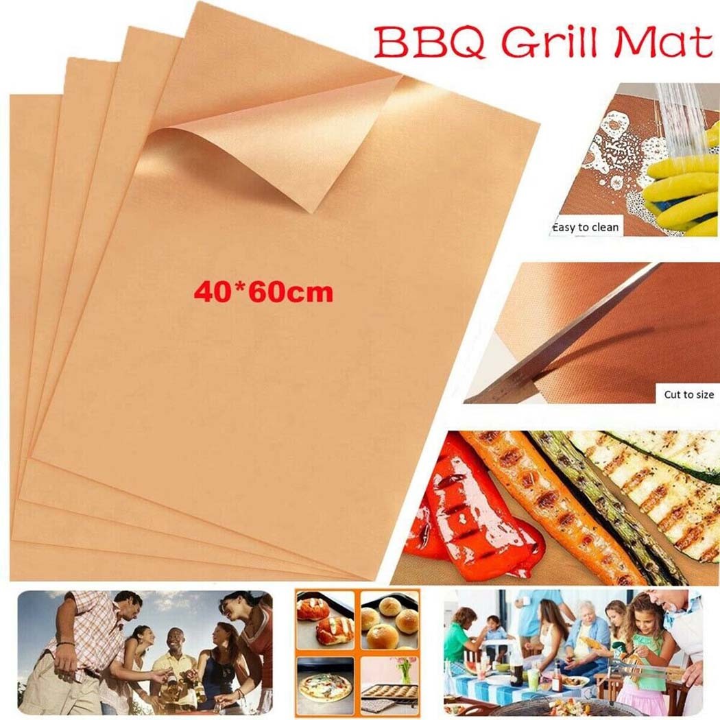 4 stk. non-stick grillmåtte, 60 x 40 cm bagepapir, grillplade, køkkenredskaber til gasgrill, trækulsfolie