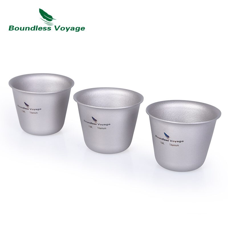 Grenzenlose Reise Titan Mini Wein Tee Sake Tasse Becher draussen Camping Picknick Party Whiskey Glaskolben Krug Getränk: 3 Stücke