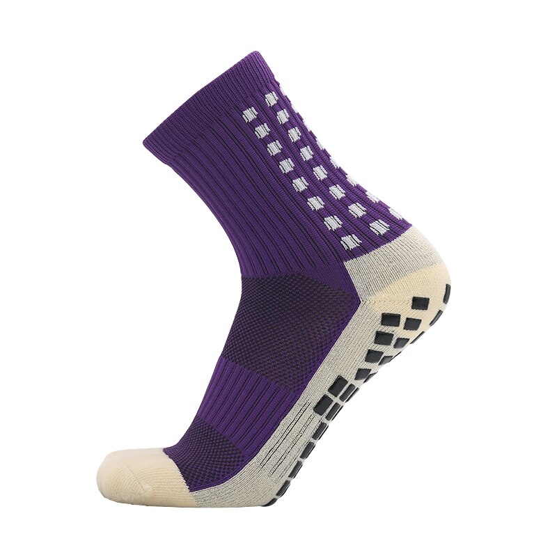 Calcetines antideslizantes de fútbol para hombre, medias de algodón para deportes nuevos, del mismo tipo que el Trusox: violet