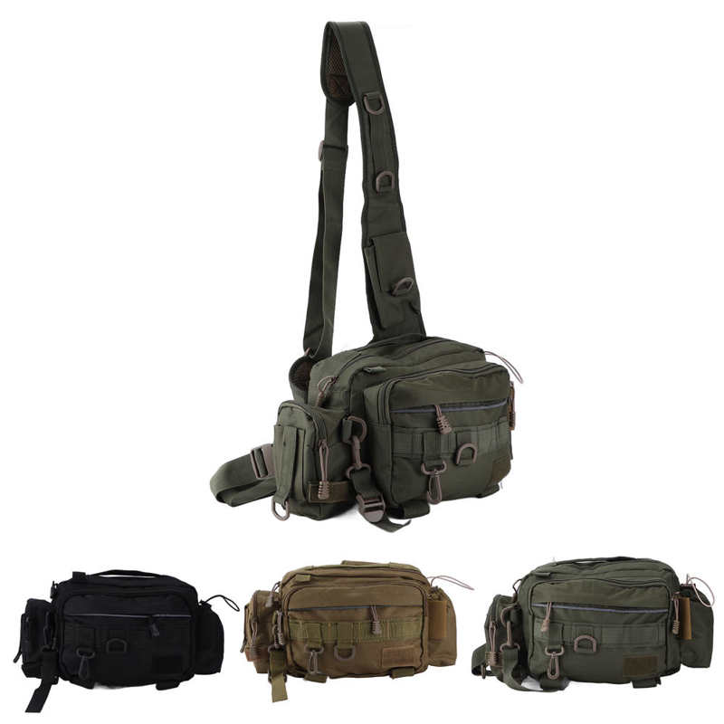 Fishing Tackle Bag Fishing Gear Sling Pack Smooth Zipper for Cycling for Outdoor