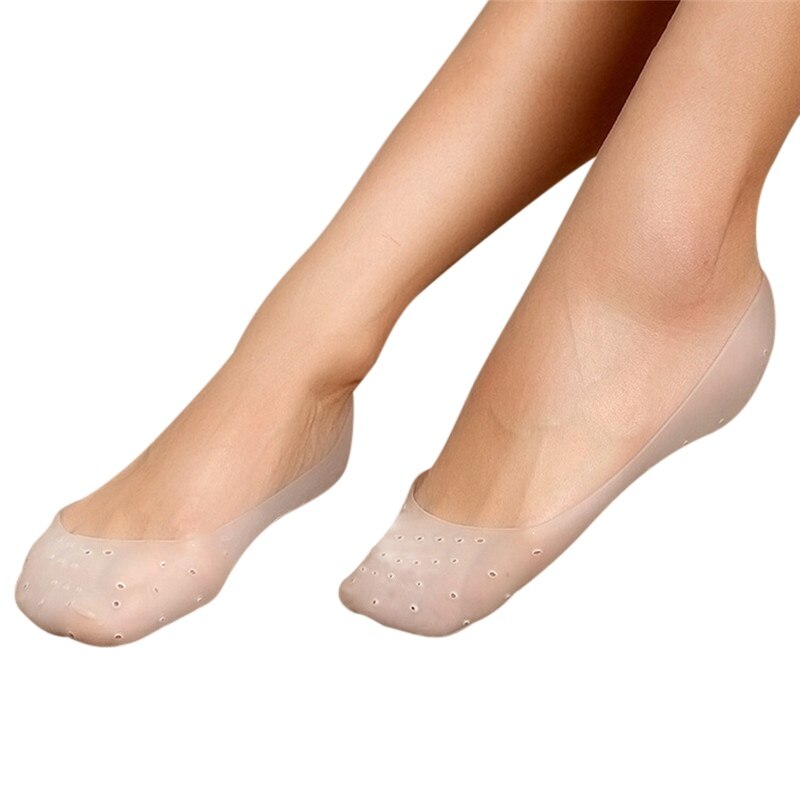 1 Paar Silicone Ademend Yoga Voet Sok Fasciitis Voetverzorging Bescherming Tool Gel Sokken Gebarsten Plantaris Volledige Lengte: White - Full foot