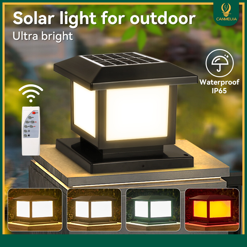 LED Solar- Säule Licht wasserdichte Solar- leuchten mit Fernbedienung 4 Farben Außen beleuchtung für Gartenzaun Veranda Solar- lampe