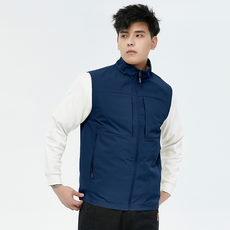 2025 chaleco de otoño para hombre, chaqueta sin mangas con bolsillo y cremallera a prueba de viento a la de , ropa de , chaleco informal para senderismo para hombre: XXL / Azul