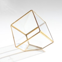 Irregular Glass Geometric Terrarium Box Tabletop Succulent Plant Planter Case: Gold
