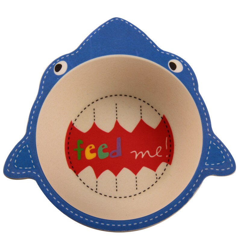 Bebê crianças fibra de bambu natural tigelas bonito dos desenhos animados pratos animais de alimentação do bebê utensílios de mesa infantil da criança placas portáteis: Shark Bowl