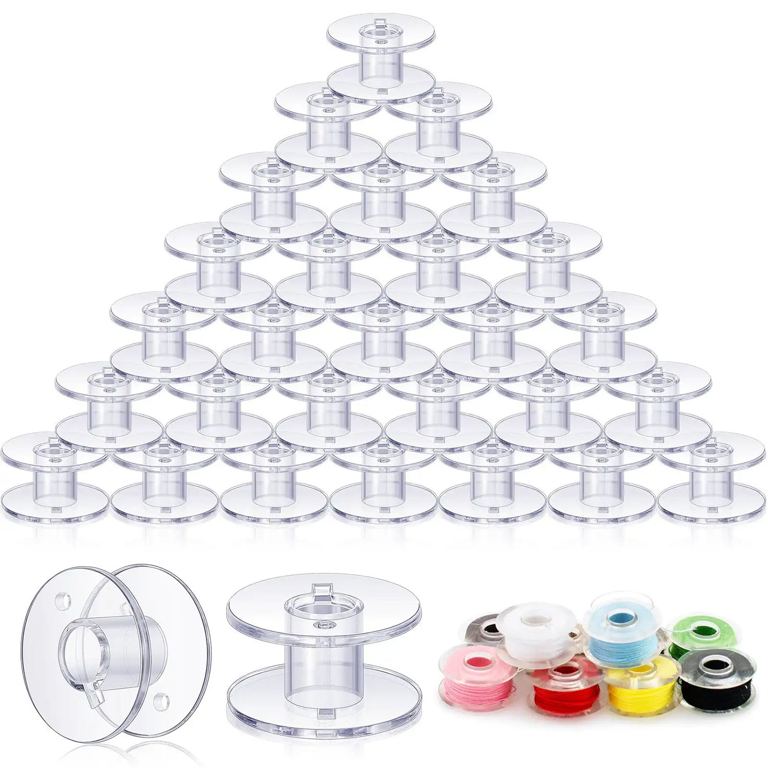 10/20/30 stk. klare plastiktrådspoler universal tom spole til singer brother symaskine gør-det-selv sytilbehør