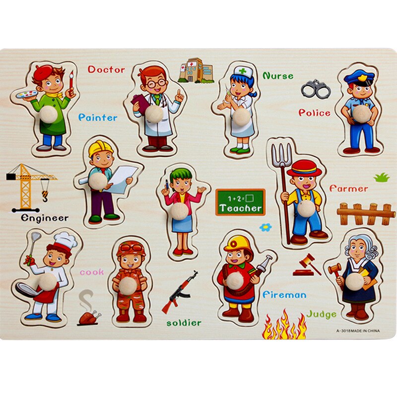 Wooden Puzzle Baby Kids Toddler Jigsaw English Alphabet Letters Cute Animal DIY Early Learning Toys For Children