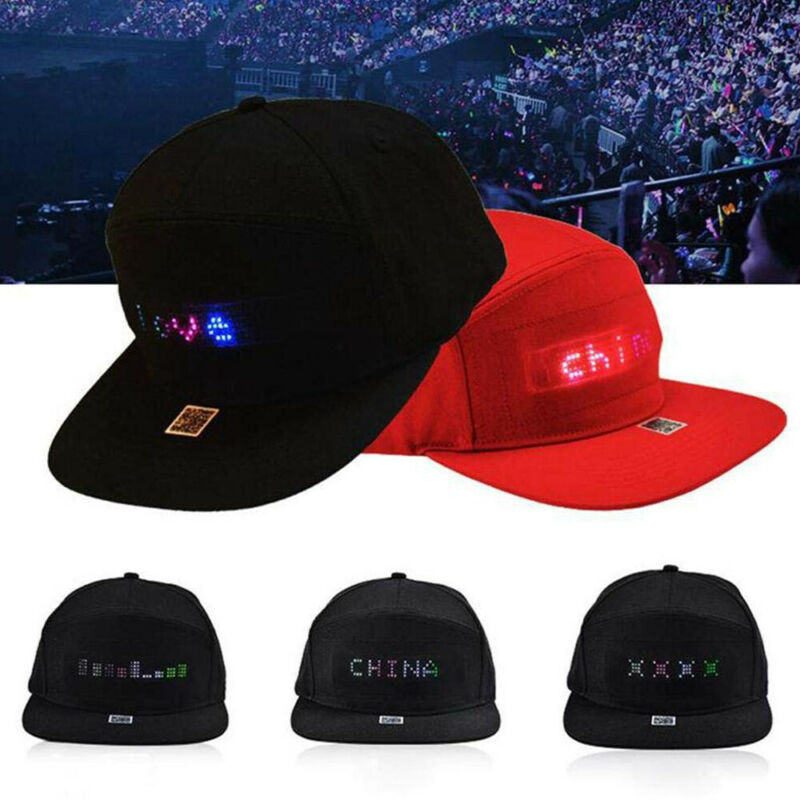 Unisex Men Women Animated LED Message Sign Hiphop Cap Adjustable Baseball Hat
