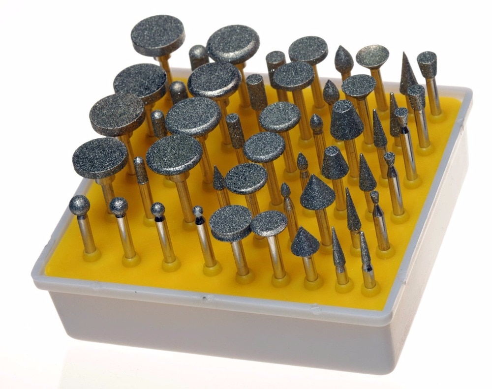 50 stücke 1/8 ''Schaft Diamant gekippt beschichtet rotierend schleifen kopf Jade schmuck lapidar grat Passt Dremel Dreh Werkzeug, Streugut 150