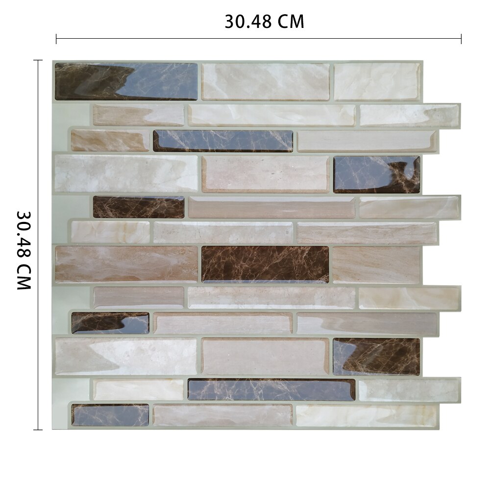 Self Adhesive Wallpaper Peel And Stick Backsplash Heatproof Mosaic Vinyl Stickers Tiles for Kitchen - 1 Sheet: MSOB-S10