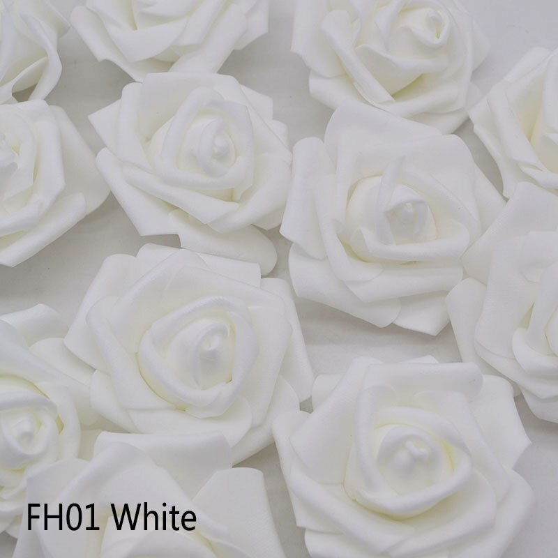 20 stk/parti 6cm blomsterhoved kunstige blomster bryllup dekorationer pe skum roser gør-det-selv blomster scrapbog krans krans boligindretning: Hvid  fh01