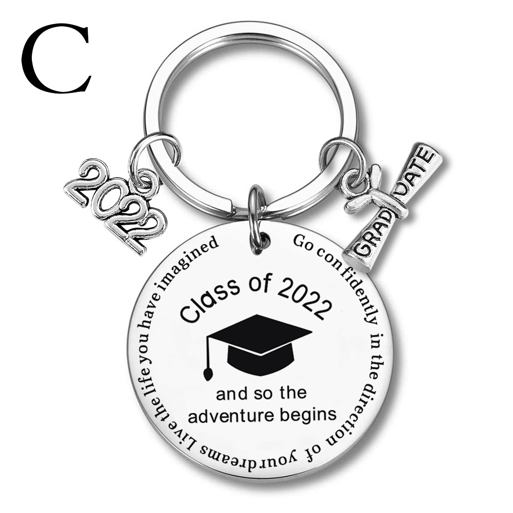 Stainless Steel Graduate Keychain Lettering Class Of 2022 Key Chain pendant Inspirational: C