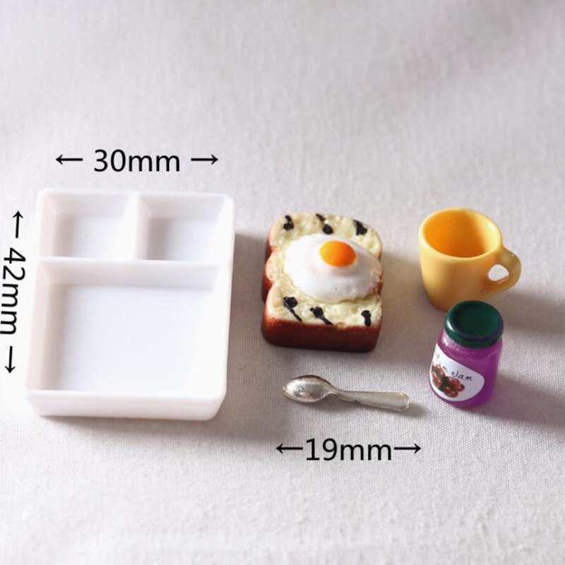 5 Stks/set Poppenhuis Brood Jam Diner Plaat Kop Lepel Voor Keuken Accessoreis Poppenhuis Play Keuken Accessoreis