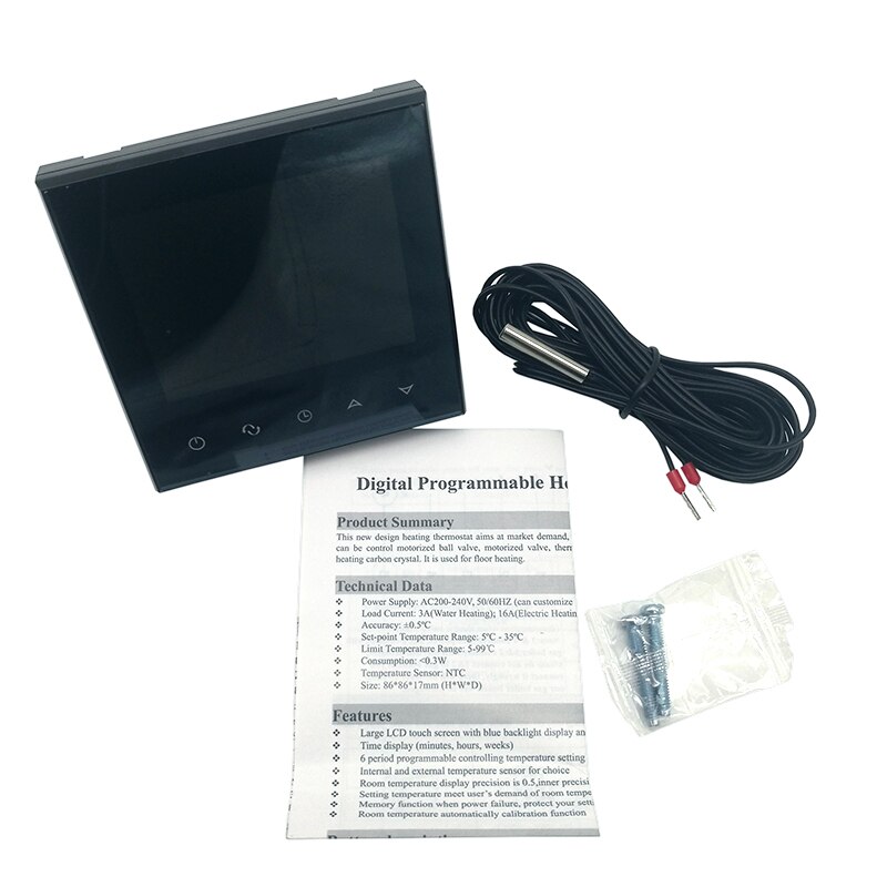 AC220-240V Weekly Programmable Electric/Water/Boiler Temperature controller WiFi LCD Touch Screen Time Display Thermostat