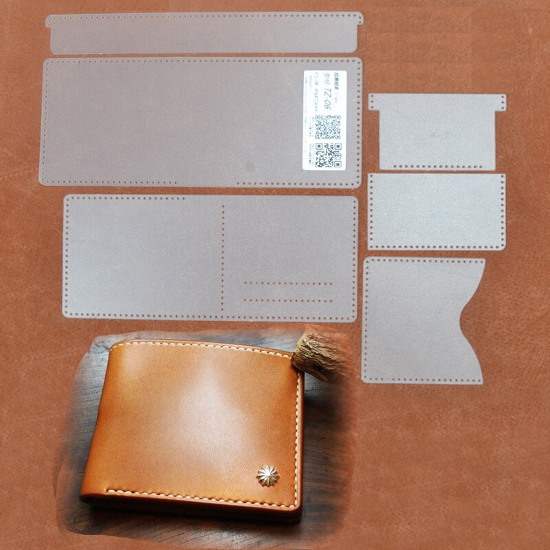 DIY folded leather wallet pvc template leather handmade craft sewing pattern Stencil