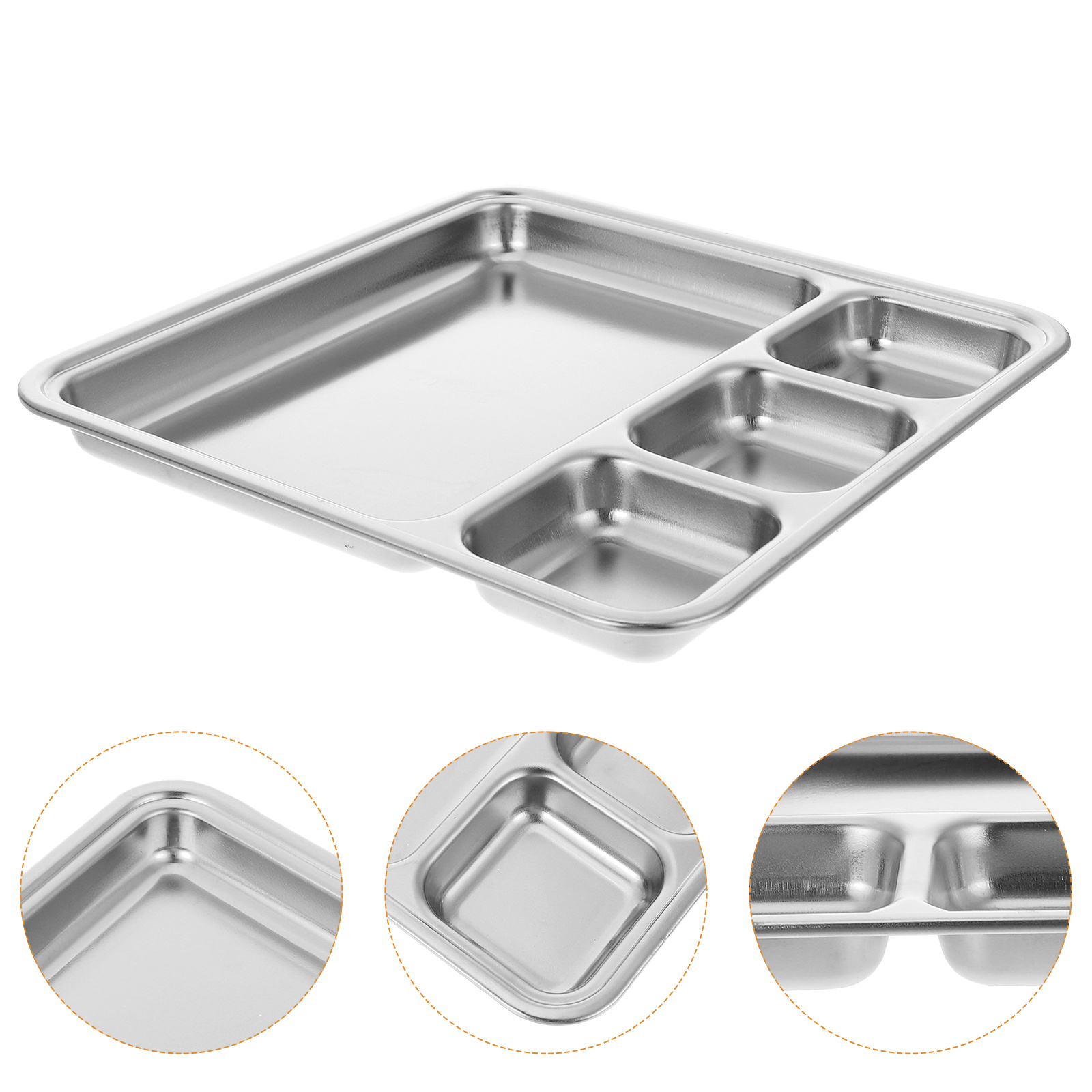 1Pc Practical Convenient Food Plate Multi-grids Barbecue Plate: Silver-1