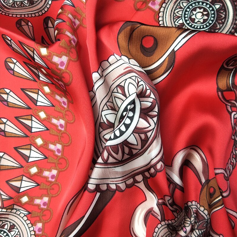90*90cm top silke superior kæde tørklæder kvinder foulard firkantet hijab tørklæde dame sjal wrap lydpotte pareo kvinde hijab