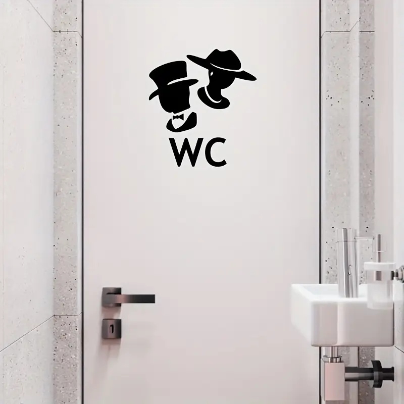 Letrero para inodoro, pegatina decorativa para baño, autoadhesiva, semibrillante, cuadrada, para pared y inodoro, para el hogar
