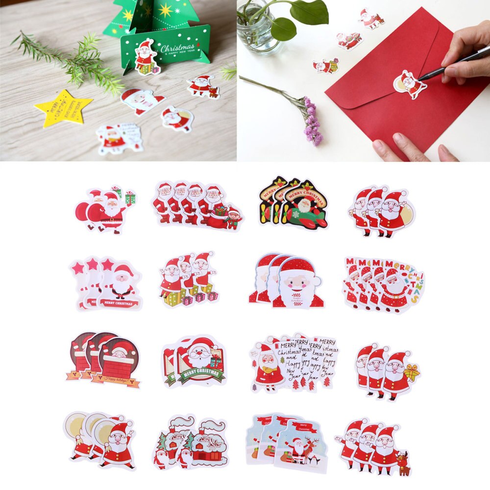 48Stck Santa Claus Aufkleber Selbst-Klebstoff DIY Karikatur Aufkleber Backen Verpackung Etikett Verpackung Aufkleber Dekoration Abdichtung Paster für
