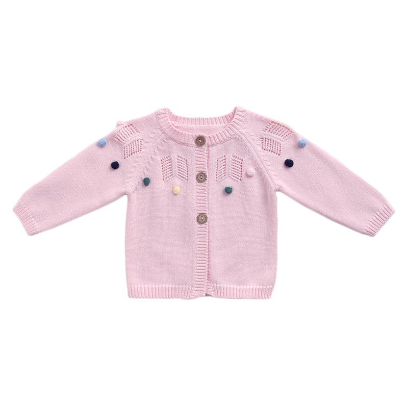 Children Kids Sweater Autumn Baby Girl Boy Knitting Ball Cardigan Casual Outerwear Coat Clothes 0-24M: Pink / 12M