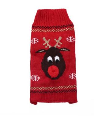 Jule kæledyr tøj rød næse hjorte kæledyr sweater lille medium og stor hund sweater: Rød / Xxl
