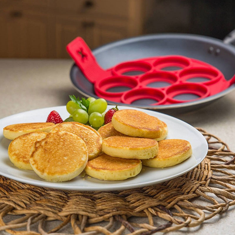 Moldes de tortitas para freír tortitas, 7 agujeros, cocina redonda, molde de tortitas para cocinar huevos, Helpers, con tapa de BPA, forma de cocina, Sili B3H1 gratis