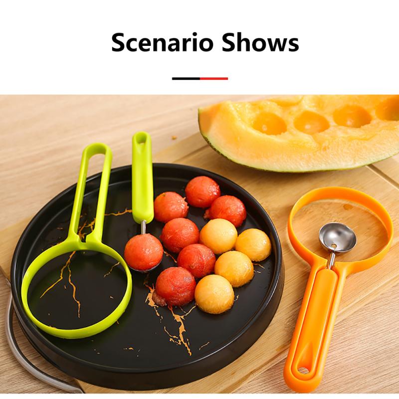 Cuillère à creuser multifonctionnelle 2 en 1, extracteur de graines, coupe-ustensiles de cuisine, cuillère à creuser en plastique, outil de plateau de fruits