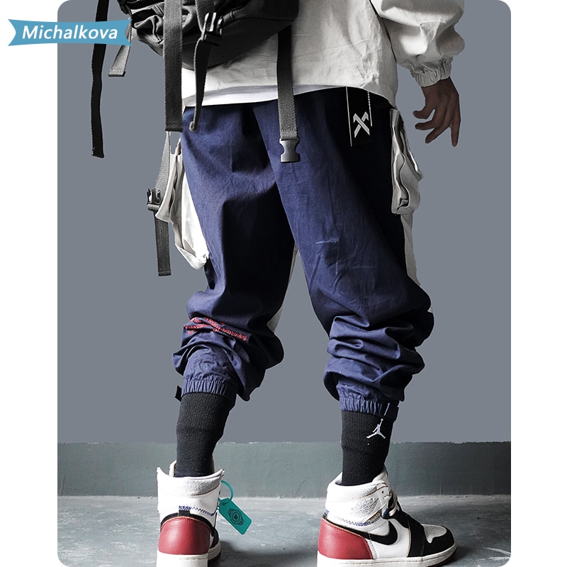 Ropa para hombre, pantalones Cargo con bolsillos de almazuela, pantalones de chándal Harajuku Hip Hop para hombre, pantalones de pista corredores para hombre, ropa de calle michalova