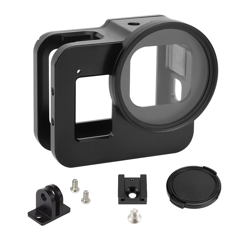 Voor gopro hero 8 zwarte hondenkooi met aluminiumlegering frame en 52 mm uv-filter: Default Title