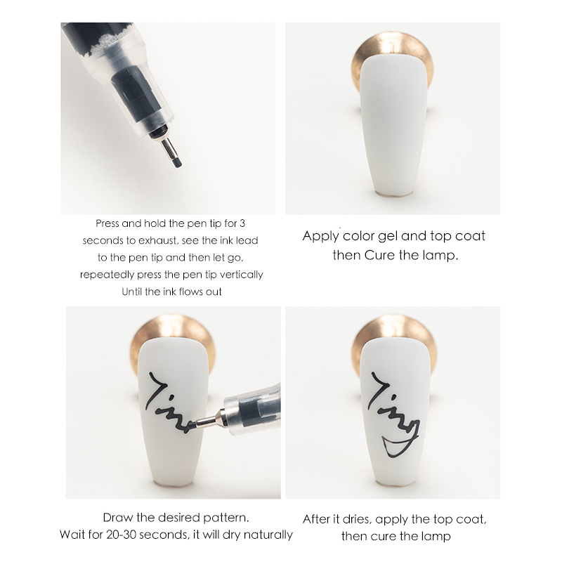 2 Stks/set Nail Art Graffiti Pen Zwart Witte Lijn Tekening Nail Pen Manicure Diy Bloem Abstracte Lijnen Details Schilderen gereedschap