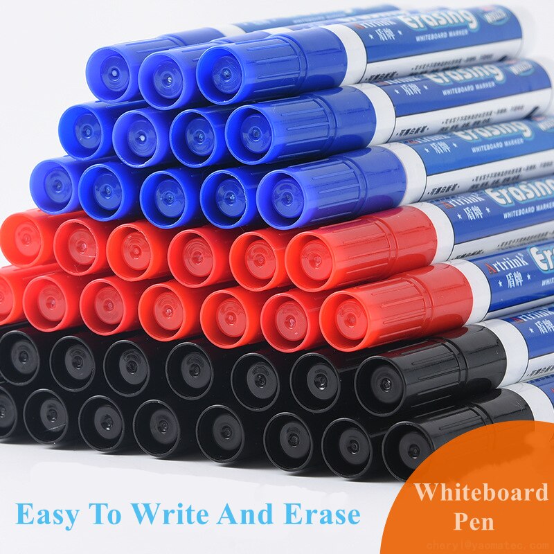 10Pcs Whiteboard Pen Uitwisbare Marker Marker Kantoor Onderwijs Reclame Niet Laat Marks Grote Kop Pen Waterbasis Tekening pen