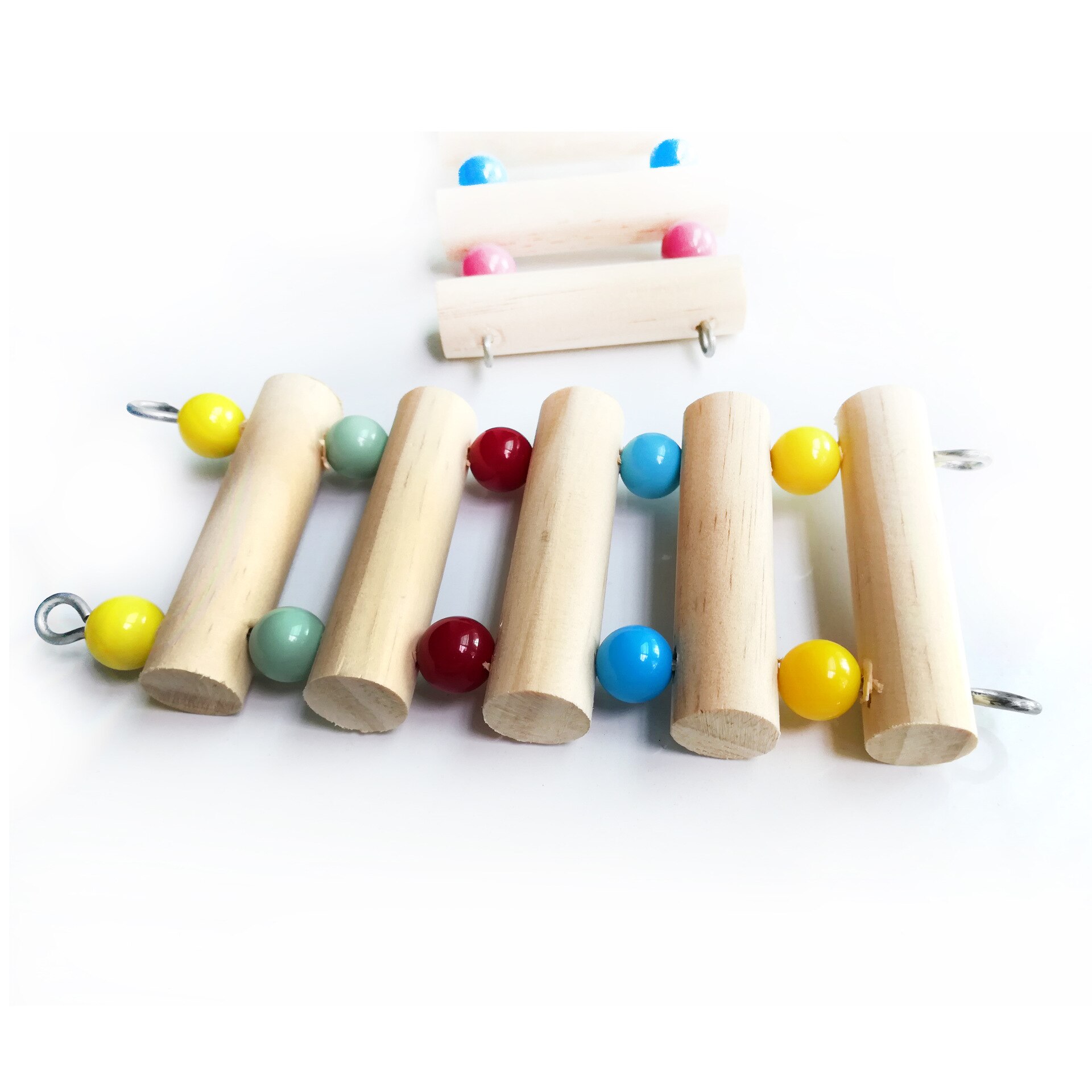 Rainbow Stairs Parrot Suspension Bridge Bird Ladder Climbing Ropeway Hamster Toy Birdcage Bridge Pet Training with 4 Hook